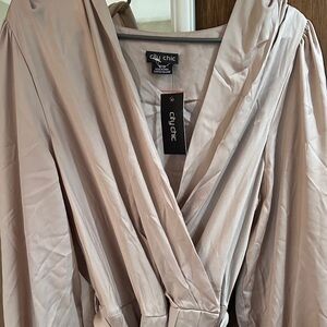 City Chic Soft Beige Wrap Dress